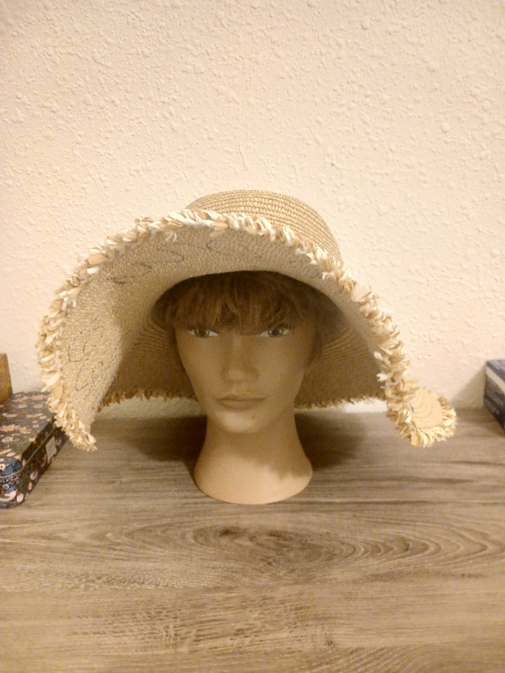 Mud Pie Paper Straw Hat Embroidered OS Beach Travel